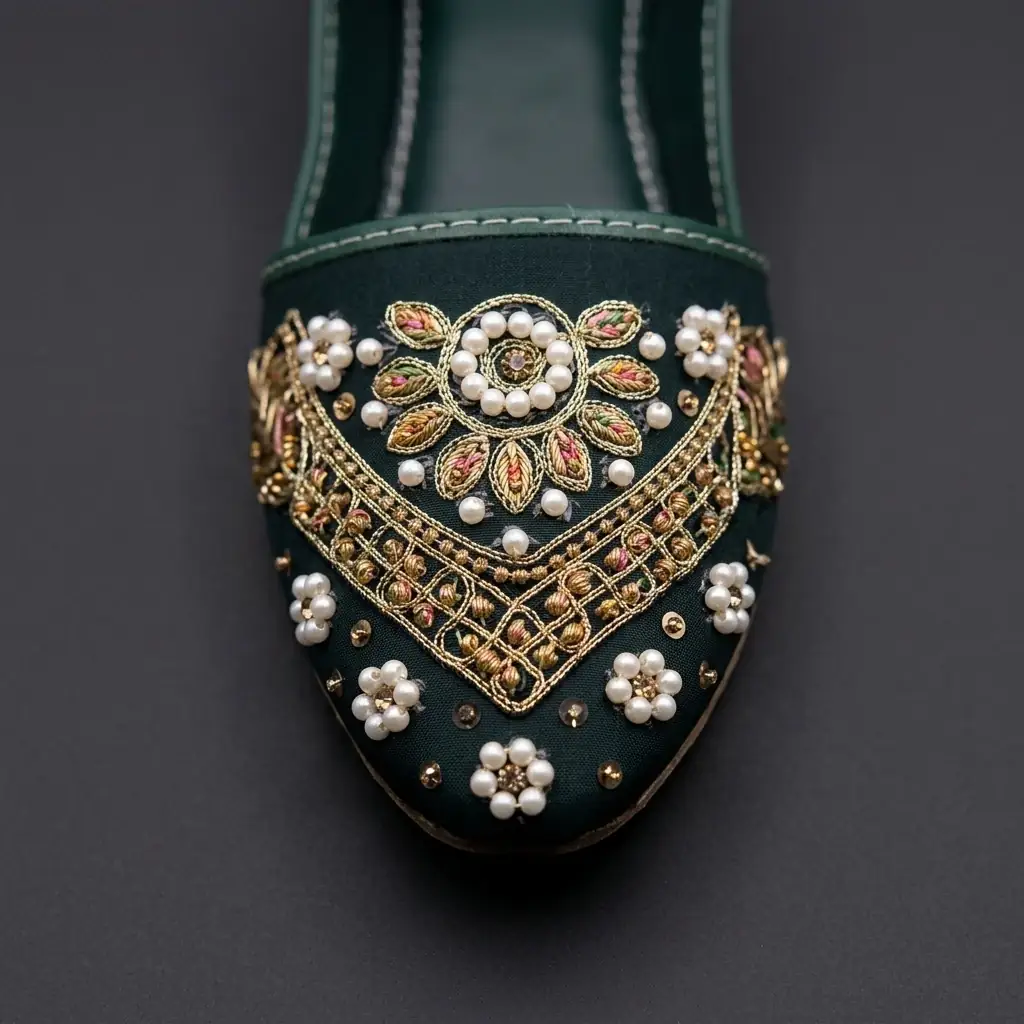 Emerald Pearl khussa styled with festive outfit